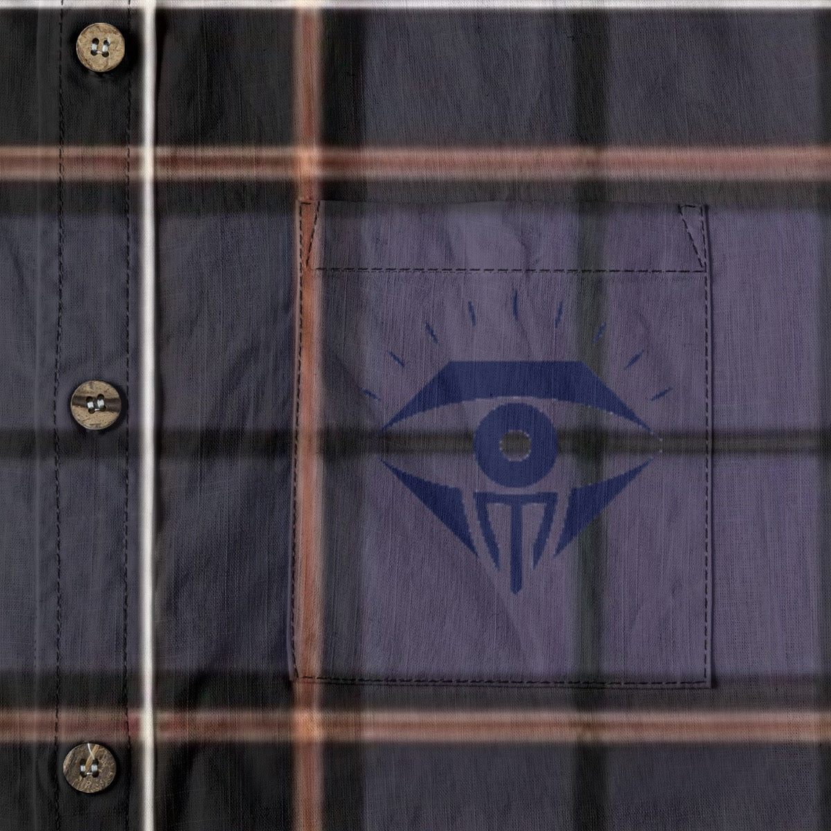 Tan Purp Orange Black Plaid Designer Sleeve Shirt