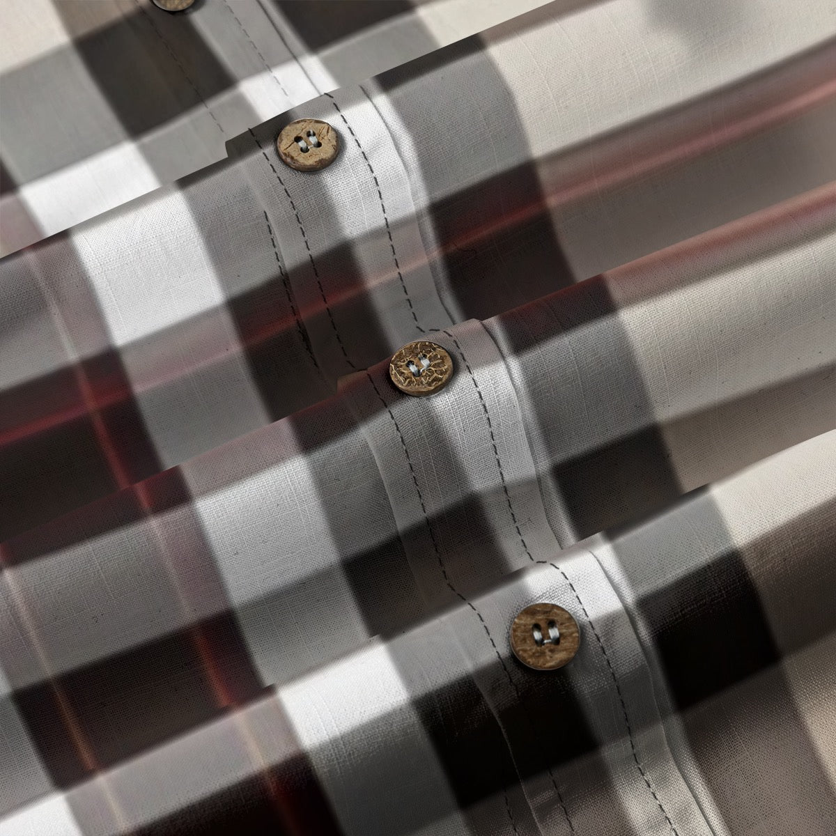 Tan Plaid Designer Long Sleeve Shirt