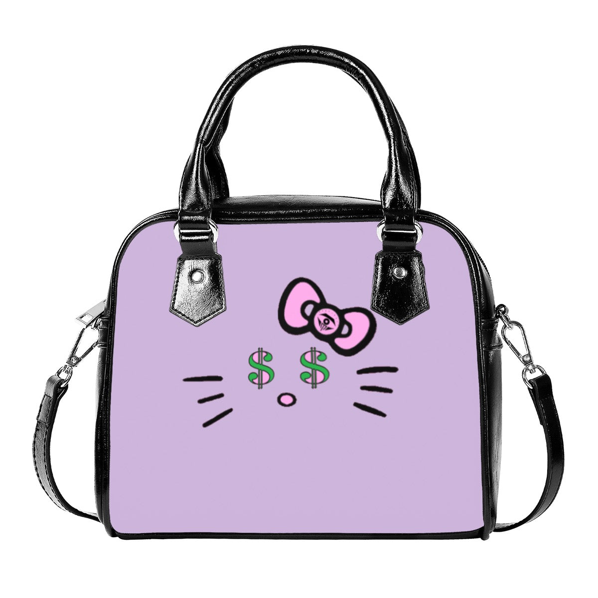 Violet Cash Kitty Designer Handbag With Single Shoulder Strap