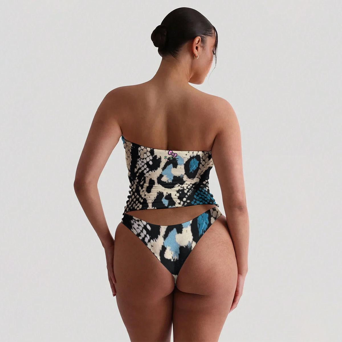 Cash Kitty Tube Top/Cheeky Bottom Set-Ice Serpent
