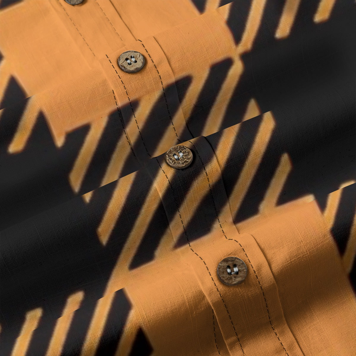 Orange Black Plaid Designer Long Sleeve Shirt