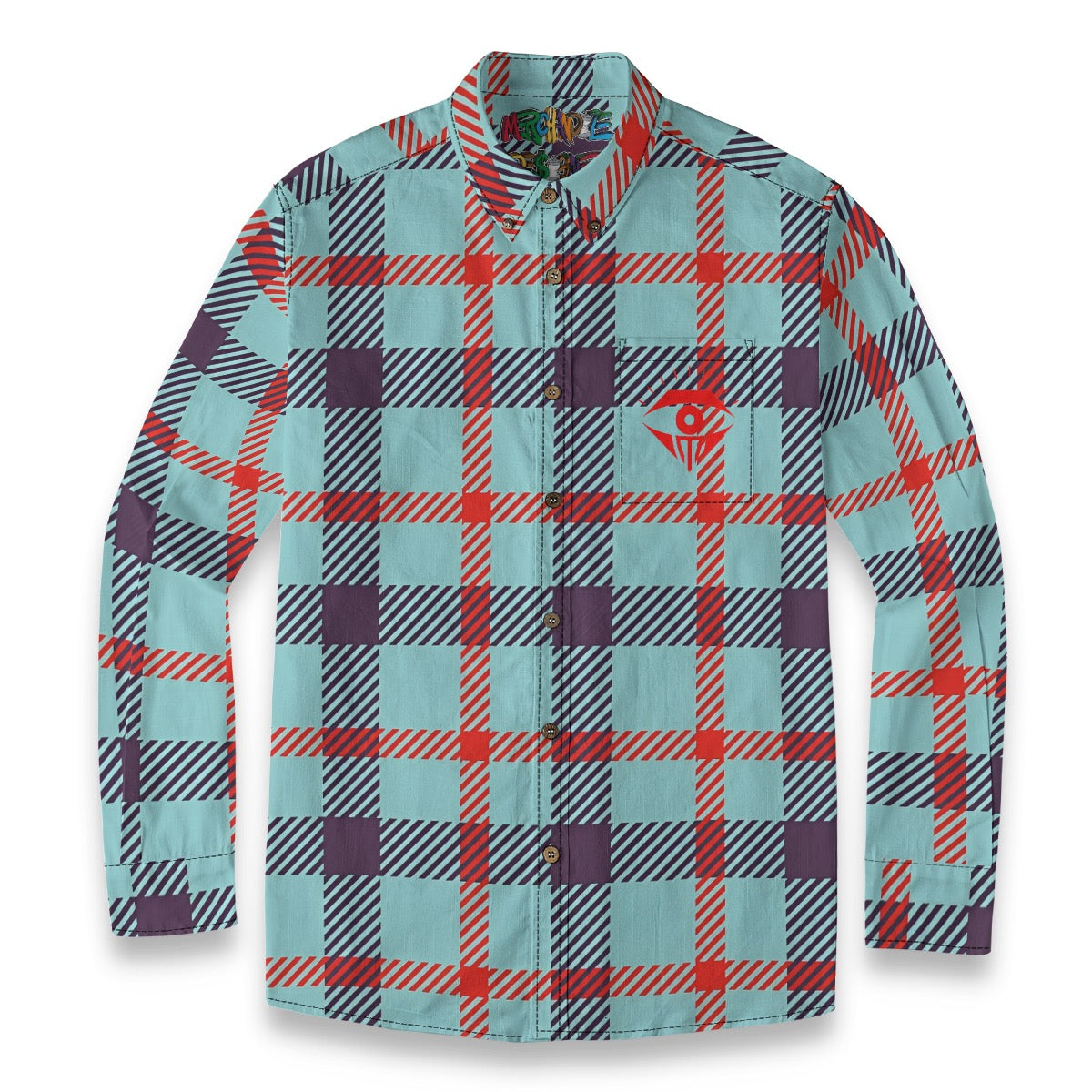 Taurquise Plaid Designer Long Sleeve Shirt