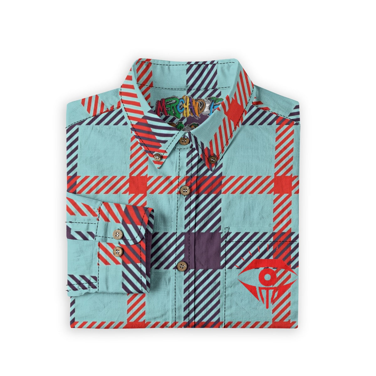 Taurquise Plaid Designer Long Sleeve Shirt