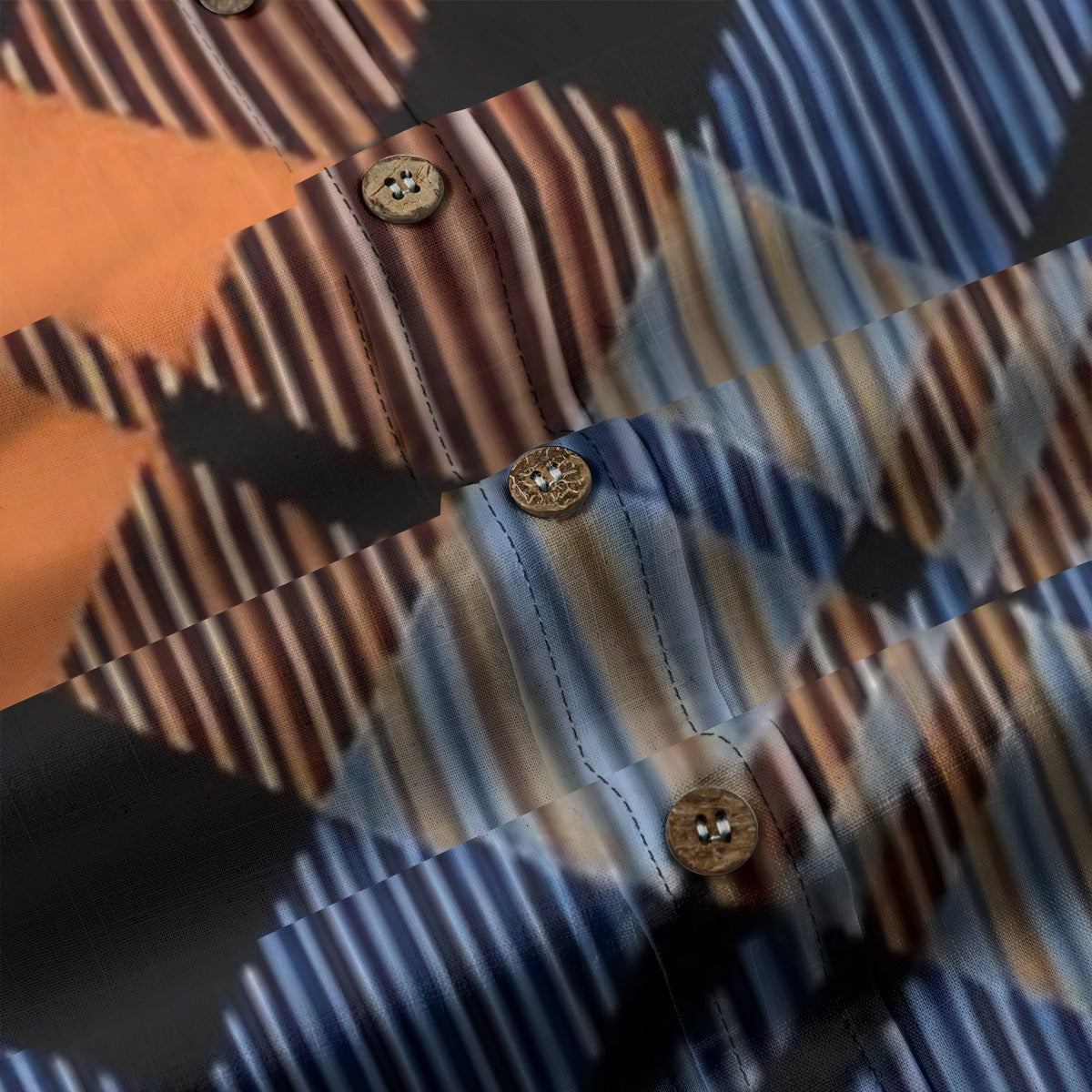 Blue Orange Black Plaid Designer Long Sleeve Shirt