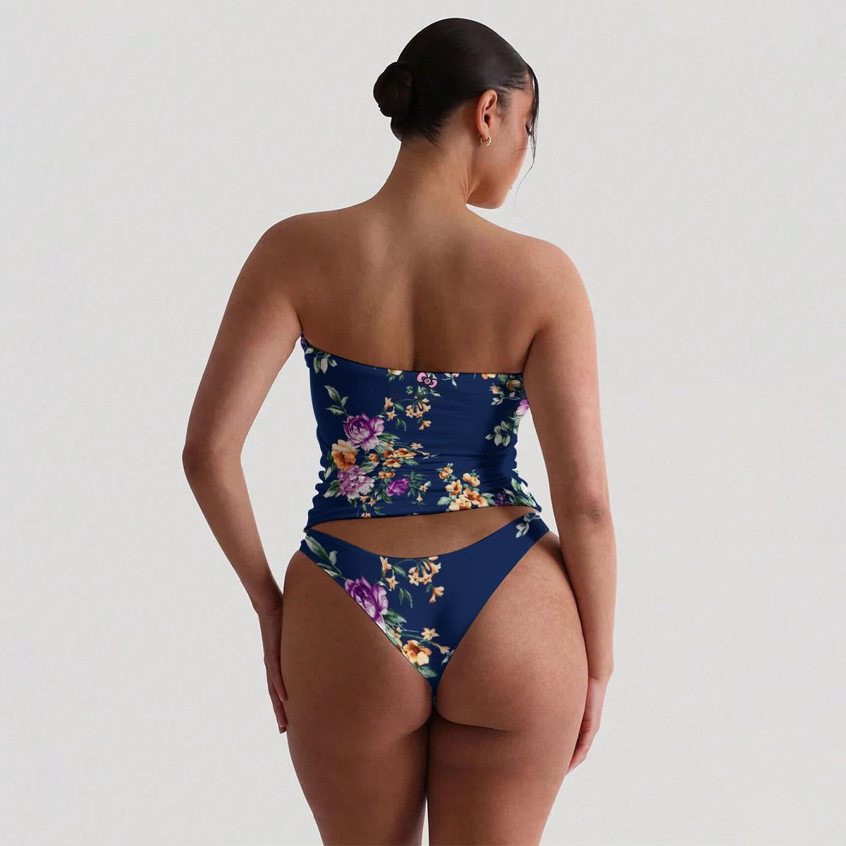 Cash Kitty Tube Top/Cheeky Bottom Set-Royal Bloom