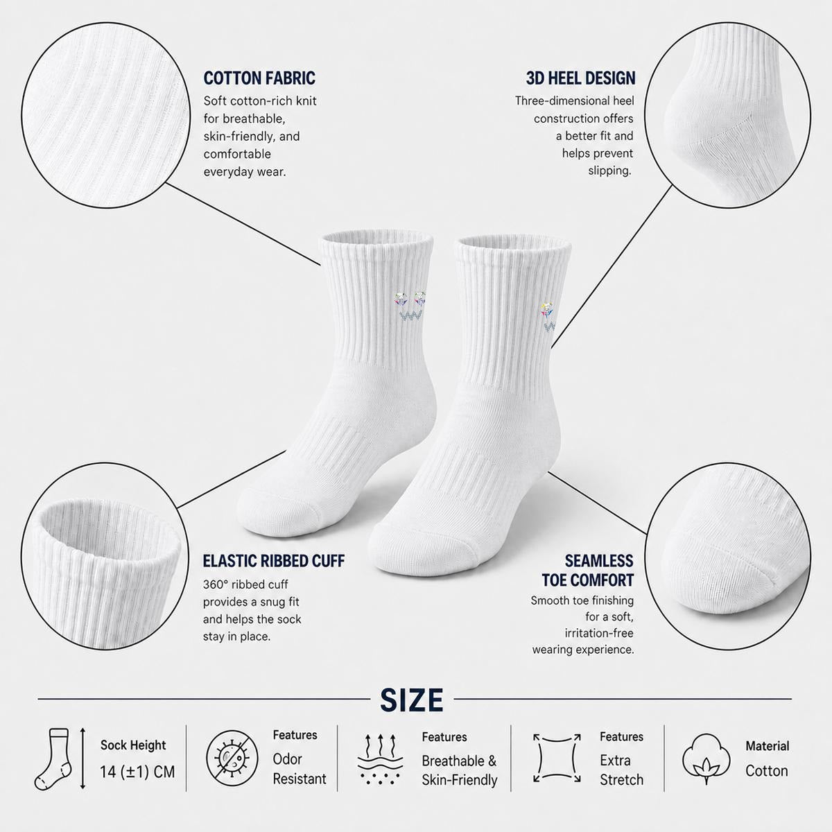 embroidery Chill Merch -Calf Socks|Cotton