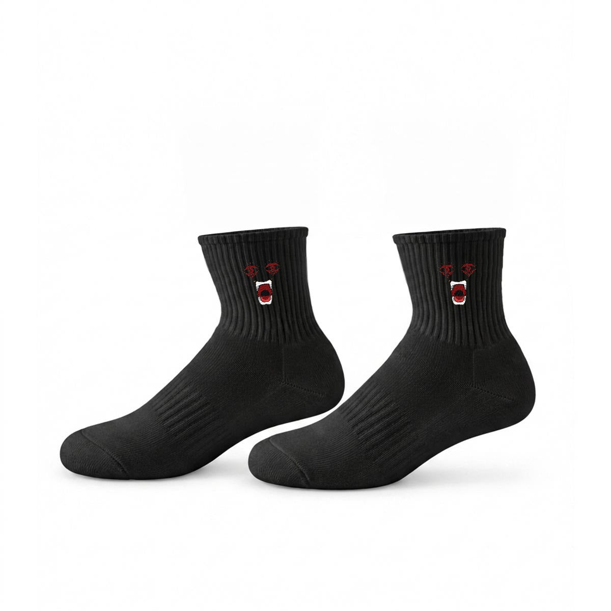 embroidery Powered Up Mid-Calf Socks|Cotton