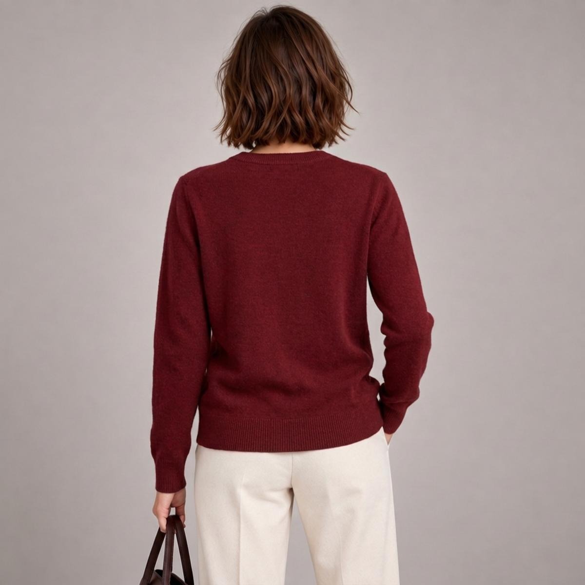 Merchandize Designer Soft Wool-Blend Crewneck Knit Sweater|Embroidery