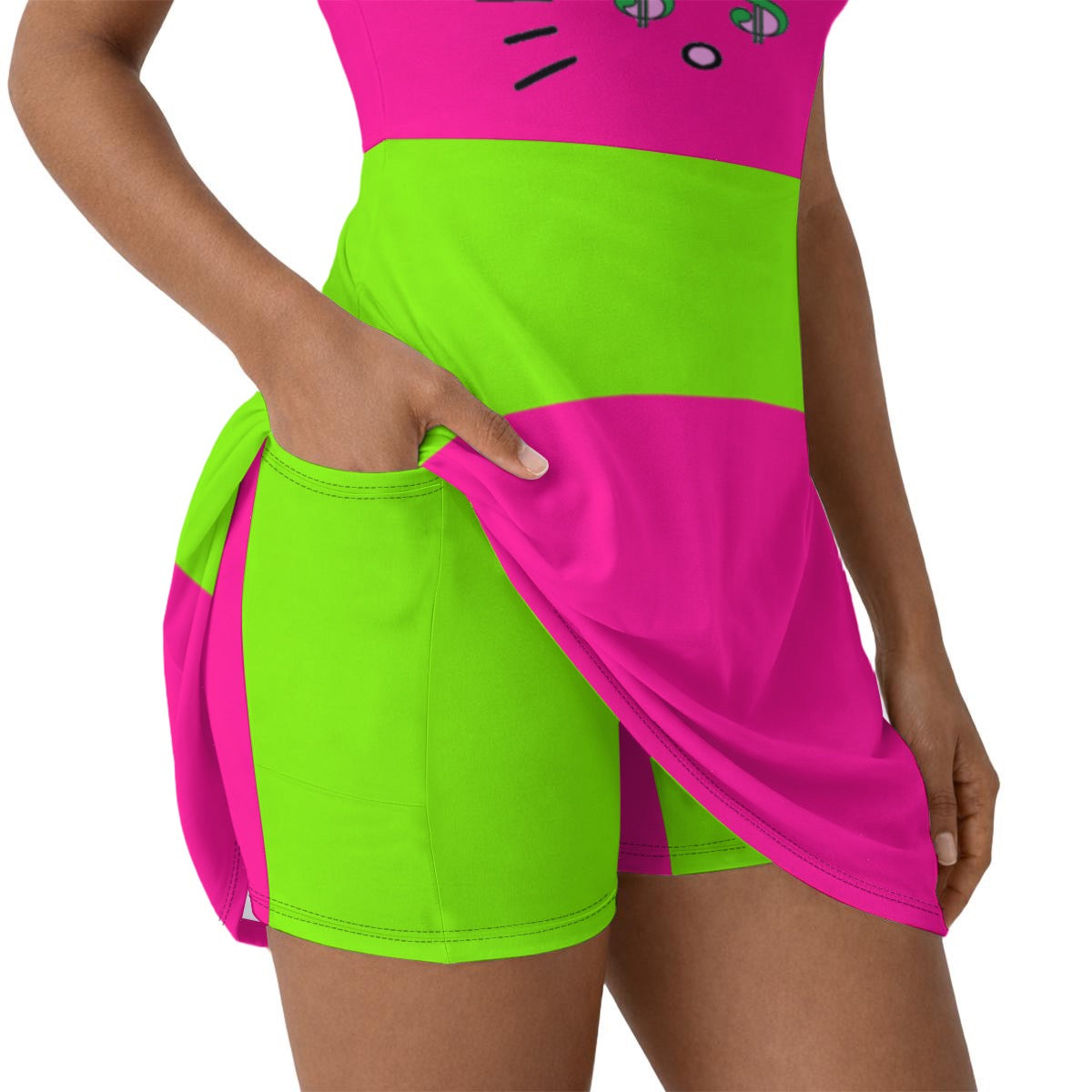 Pink Venom Cash Kitty Women’s Athletic Dress With Built‑In Shorts