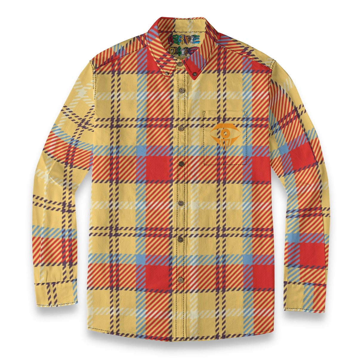 Orange Plaid Designer Long Sleeve Shirt