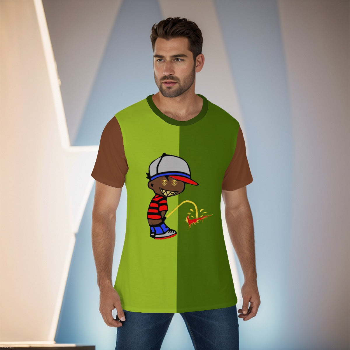 Green Brown Designer Outlaw Shirt