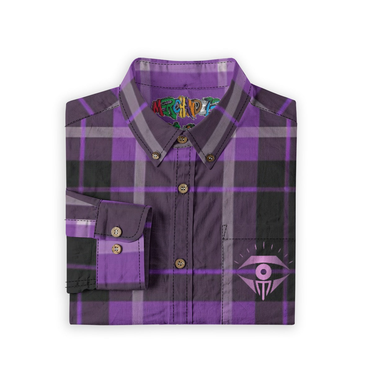 Purp Black Plaid Designer Sleeve Shirt