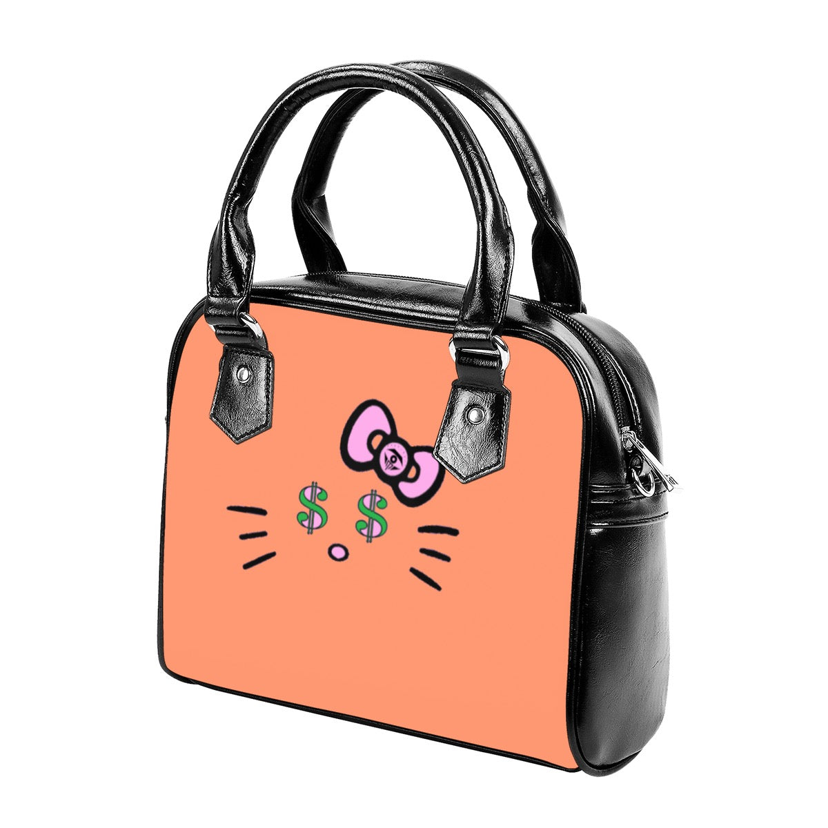 Orange Cash Kitty Designer Handbag With Single Shoulder Strap