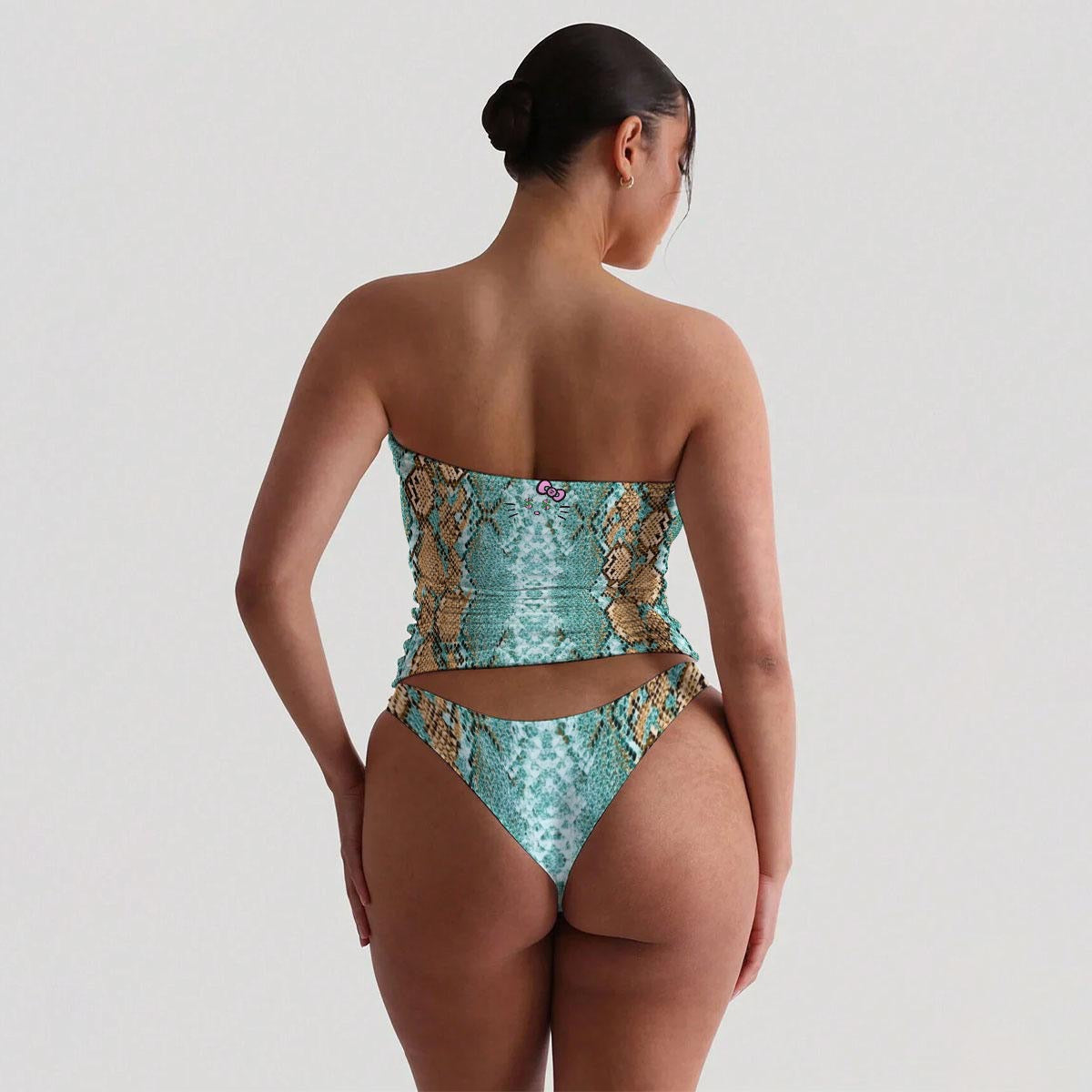 Cash Kitty Tube Top/Cheeky Bottom Set-Venom Teal