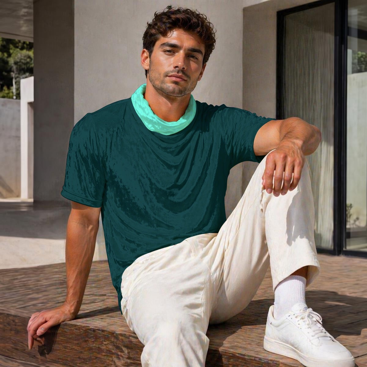 Mint Designer Draped Neck Shirt