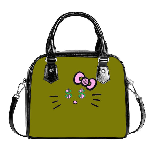 Olive Cash Kitty Designer Handbag With Single Shoulder Strap