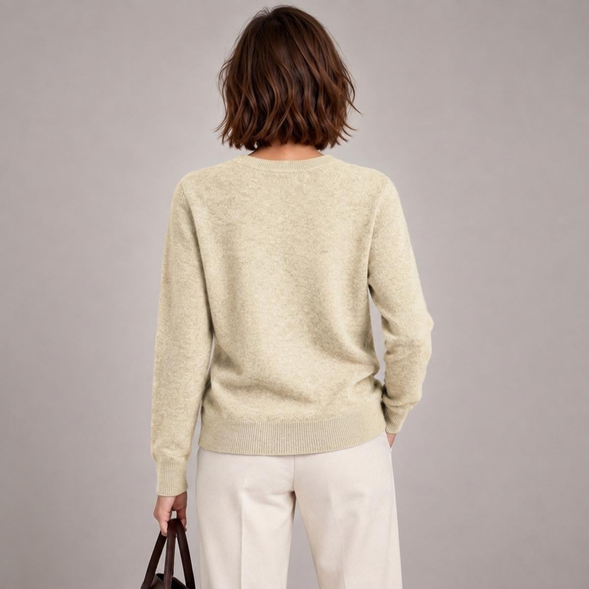 Merchandize Designer Soft Wool-Blend Crewneck Knit Sweater|Embroidery