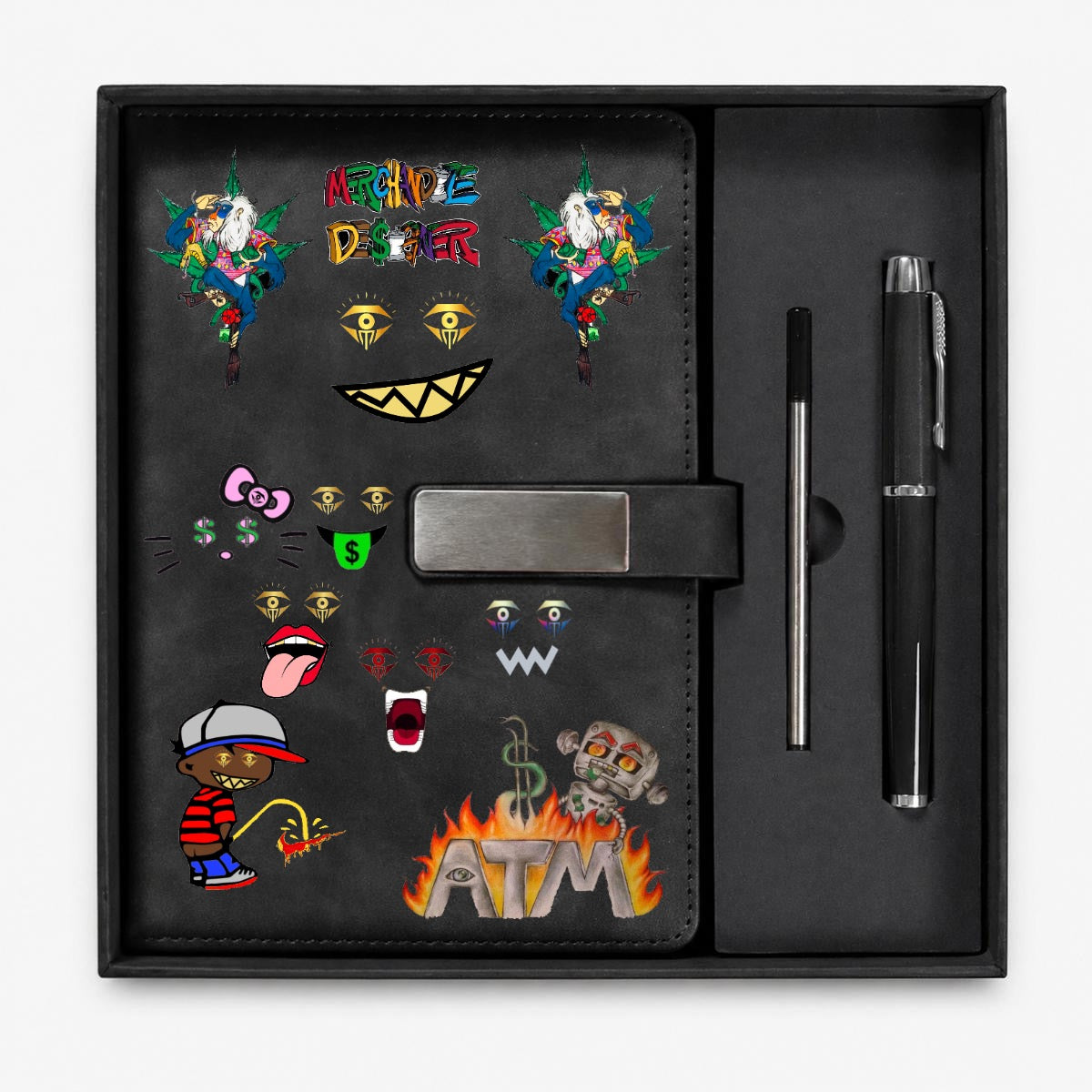 Merchandize Designer Blueprint Notebook with Metal Pen