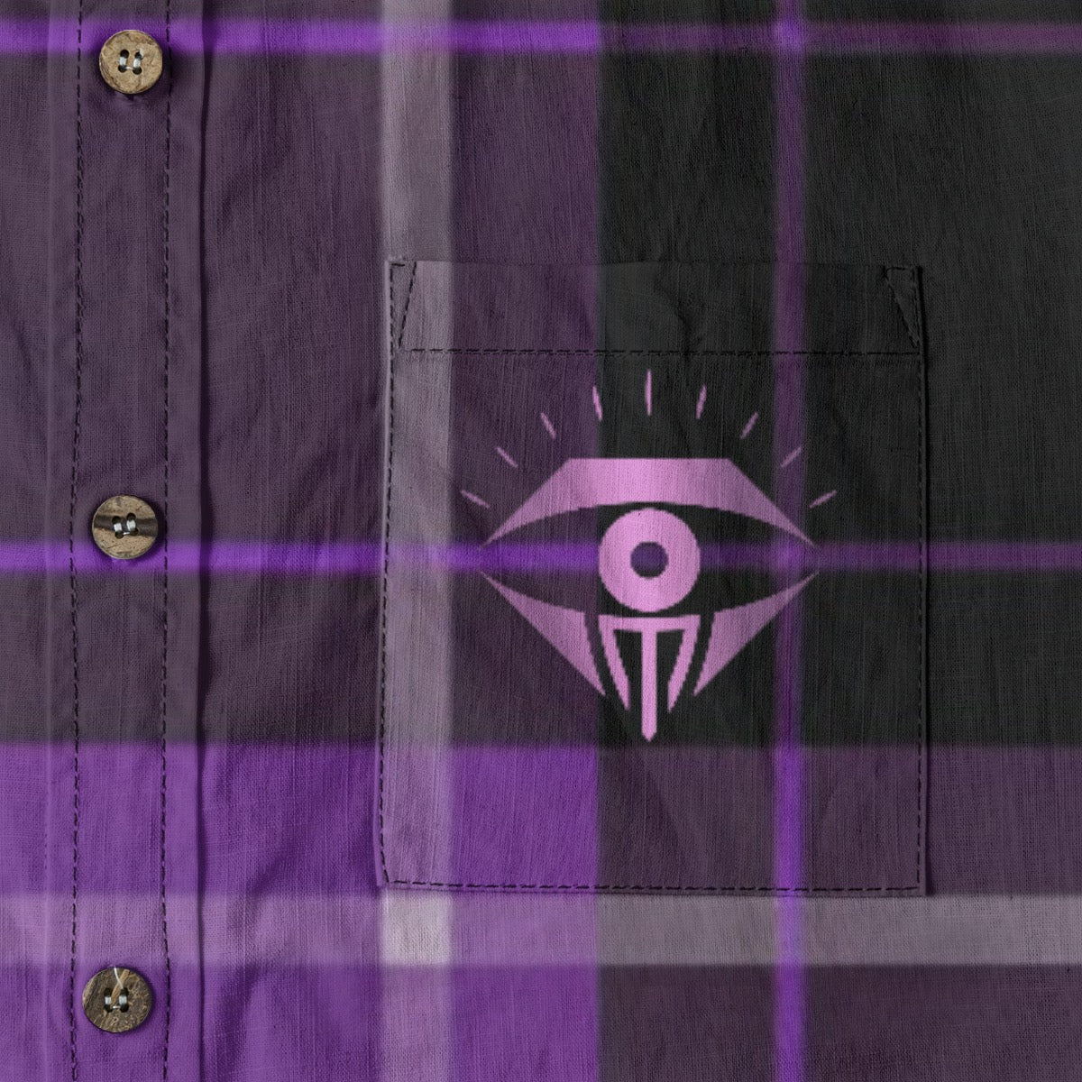 Purp Black Plaid Designer Sleeve Shirt