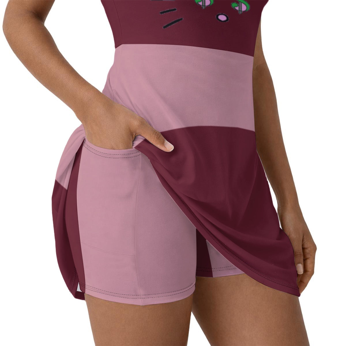 Rosewine Cash Kitty Women’s Athletic Dress With Built‑In Shorts
