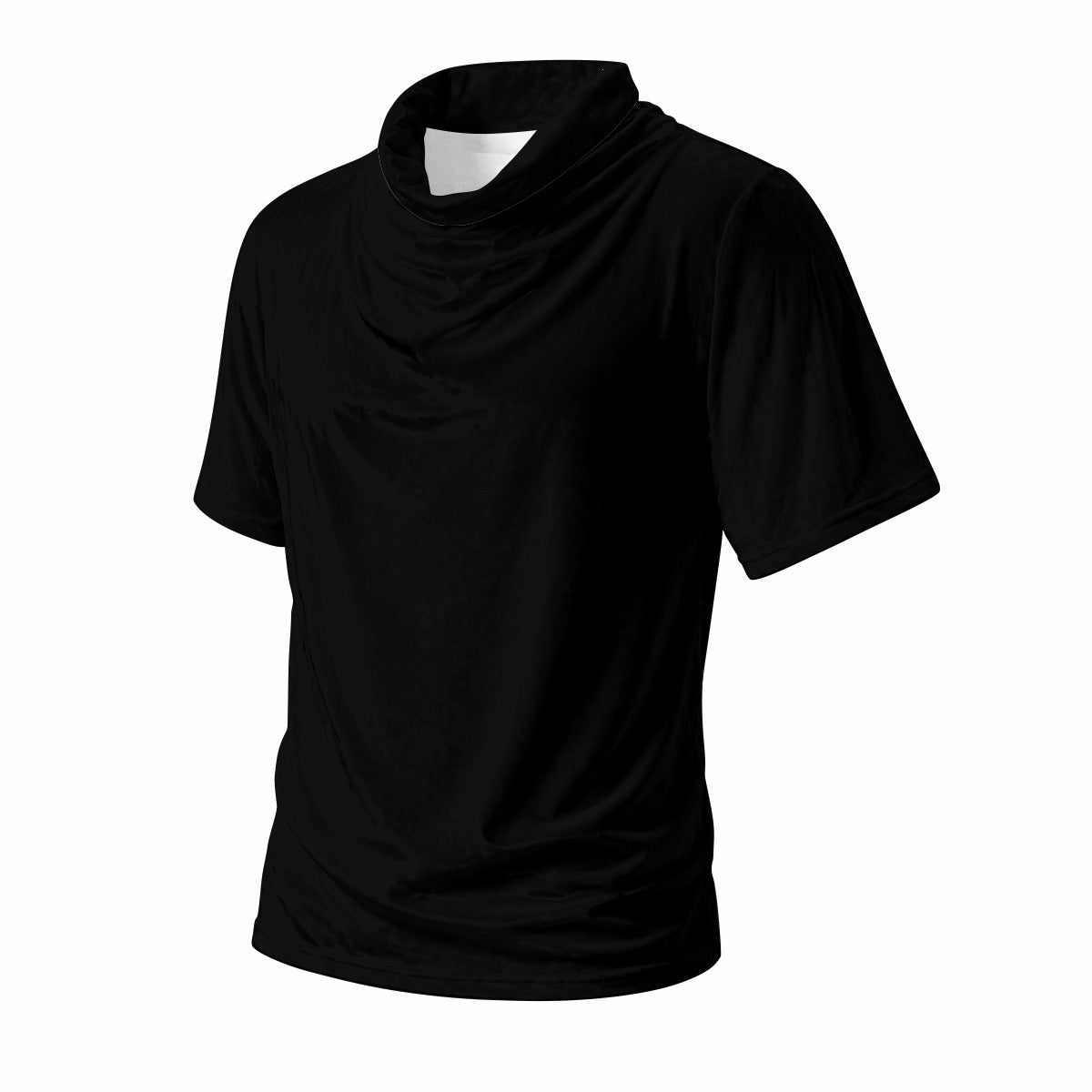 Black Designer Draped Neck Shirt