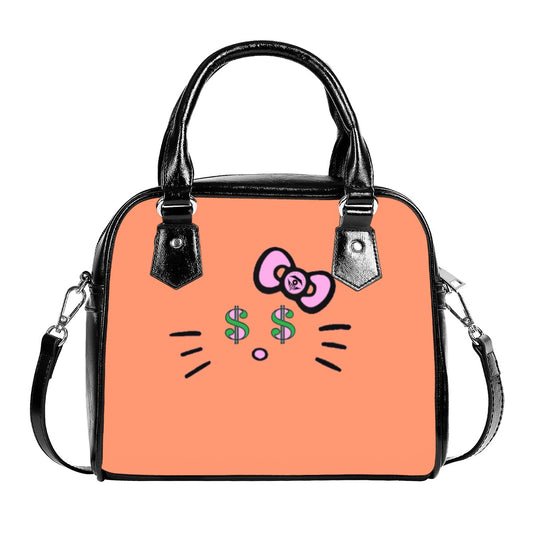Orange Cash Kitty Designer Handbag With Single Shoulder Strap