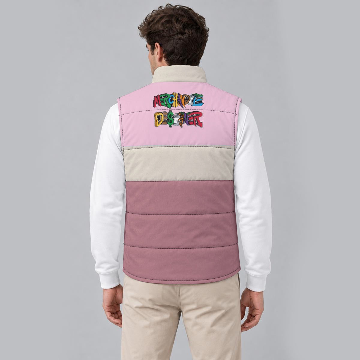 Cotton Candy Snowman Zip Padded Vest