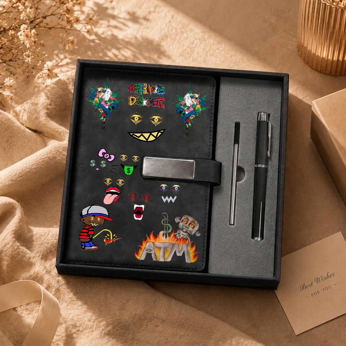 Merchandize Designer Blueprint Notebook with Metal Pen