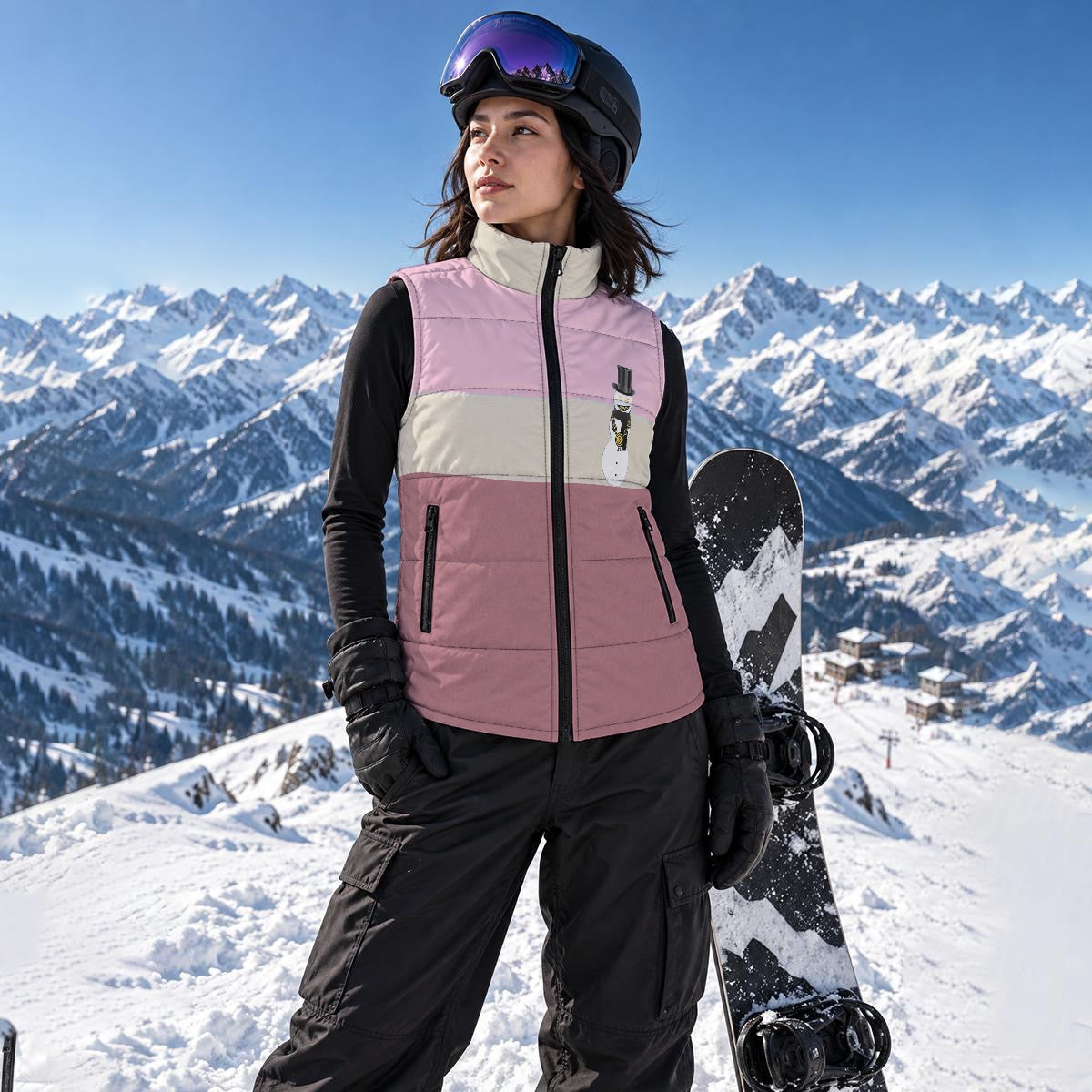Cotton Candy Snowman Zip Padded Vest