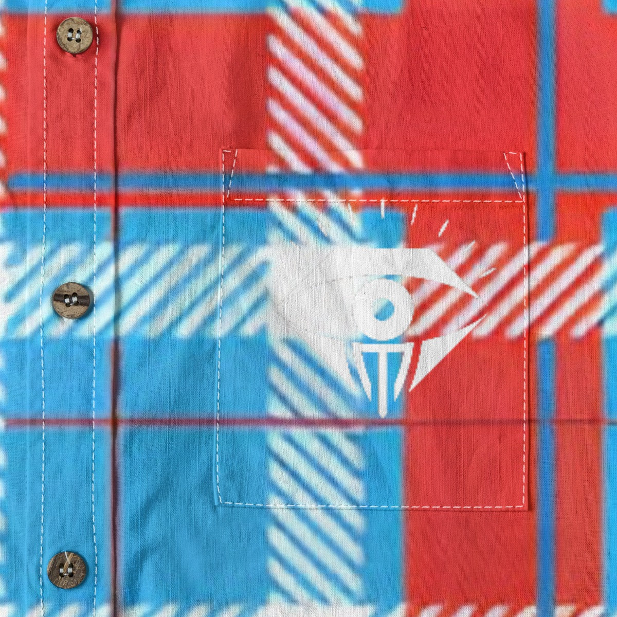 Blue Red White Plaid Designer Long Sleeve Shirt