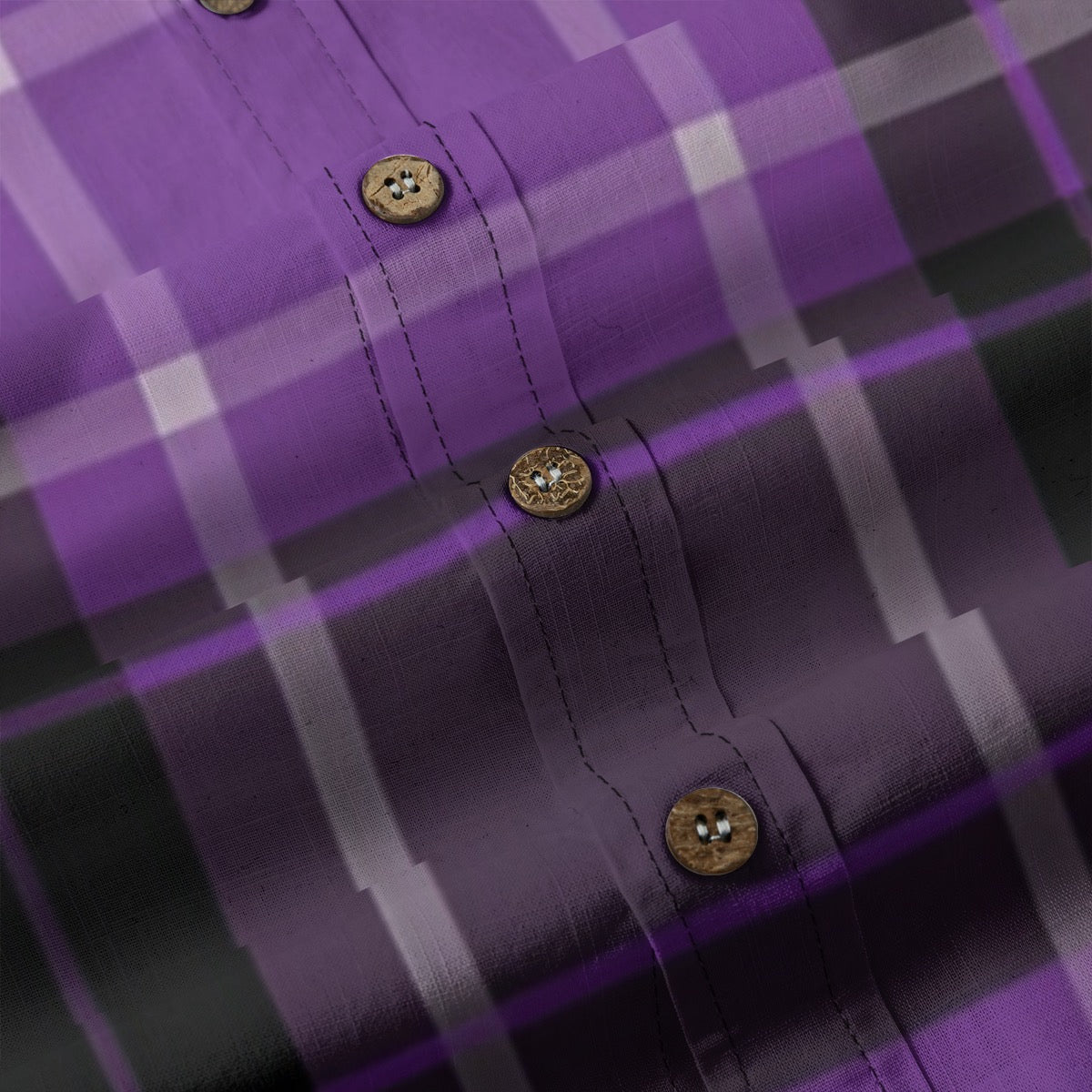 Purp Black Plaid Designer Sleeve Shirt