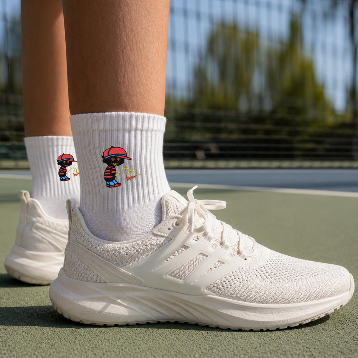 embroidery Outlaw Mid-Calf Socks|Cotton