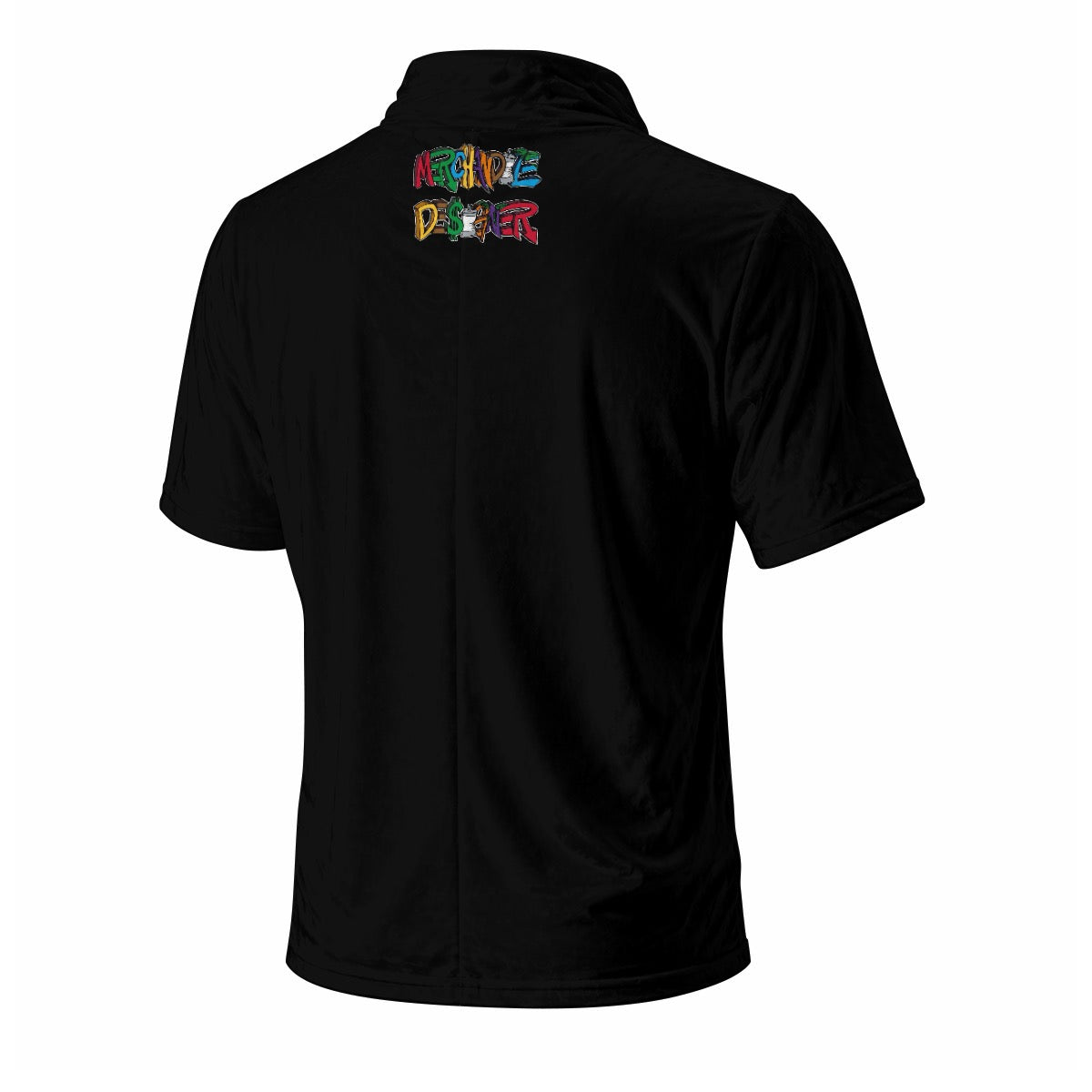 Black Designer Draped Neck Shirt