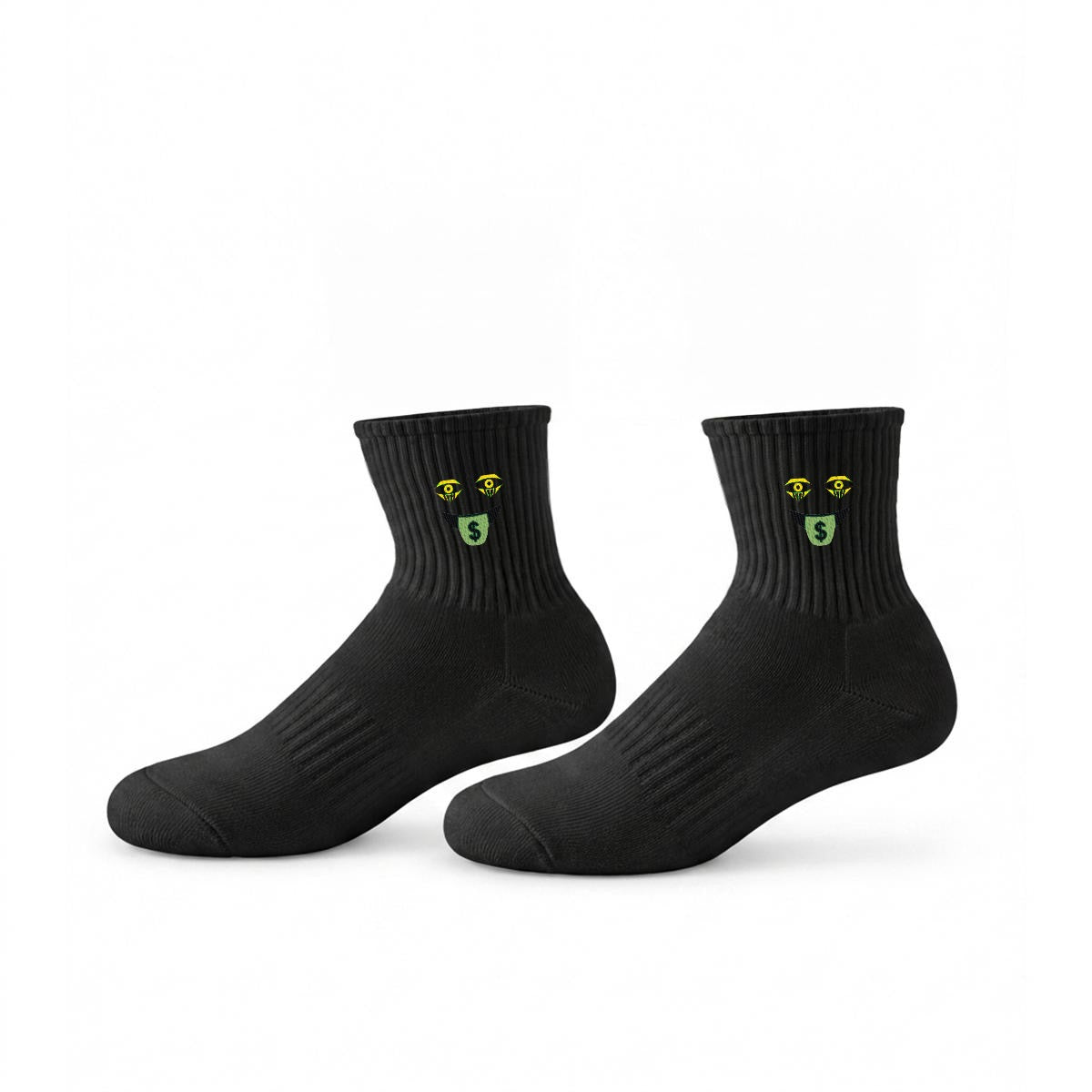 embroidery Money Moves Mid-Calf Socks|Cotton