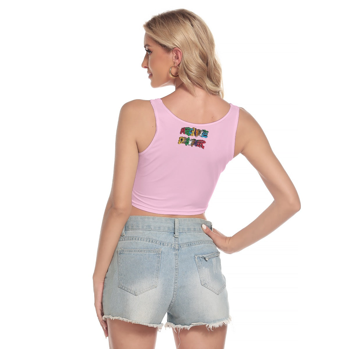 Cash Kitty Sport Crop Tank Top-nude pink