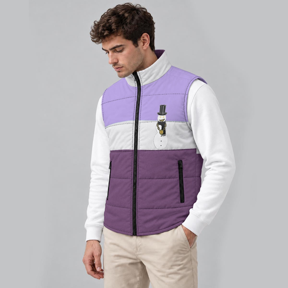 Purple Haze Snowman Zip Padded Vest
