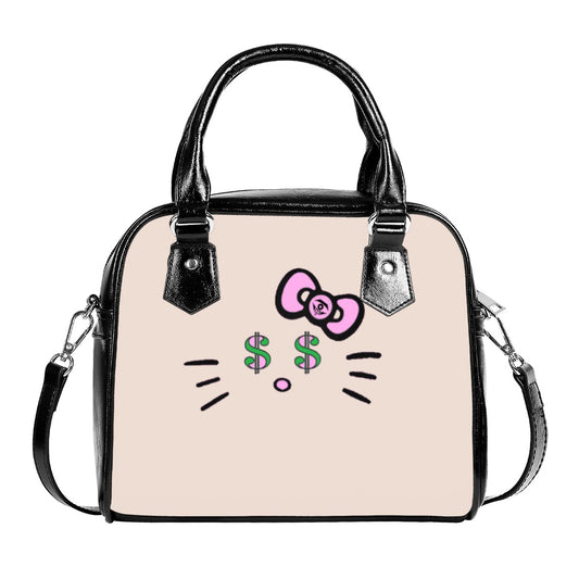 Beige Cash Kitty Designer Handbag With Single Shoulder Strap