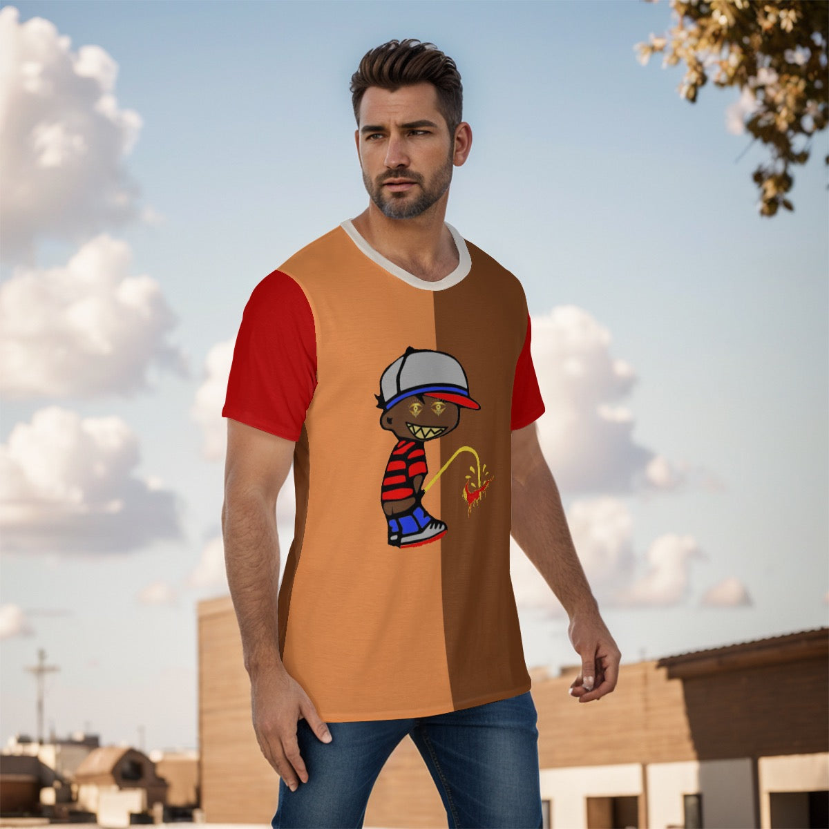 brown orange red outlaw shirt