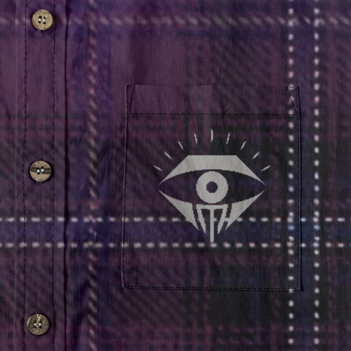 Purple Black Gray Plaid Designer Long Sleeve Shirt