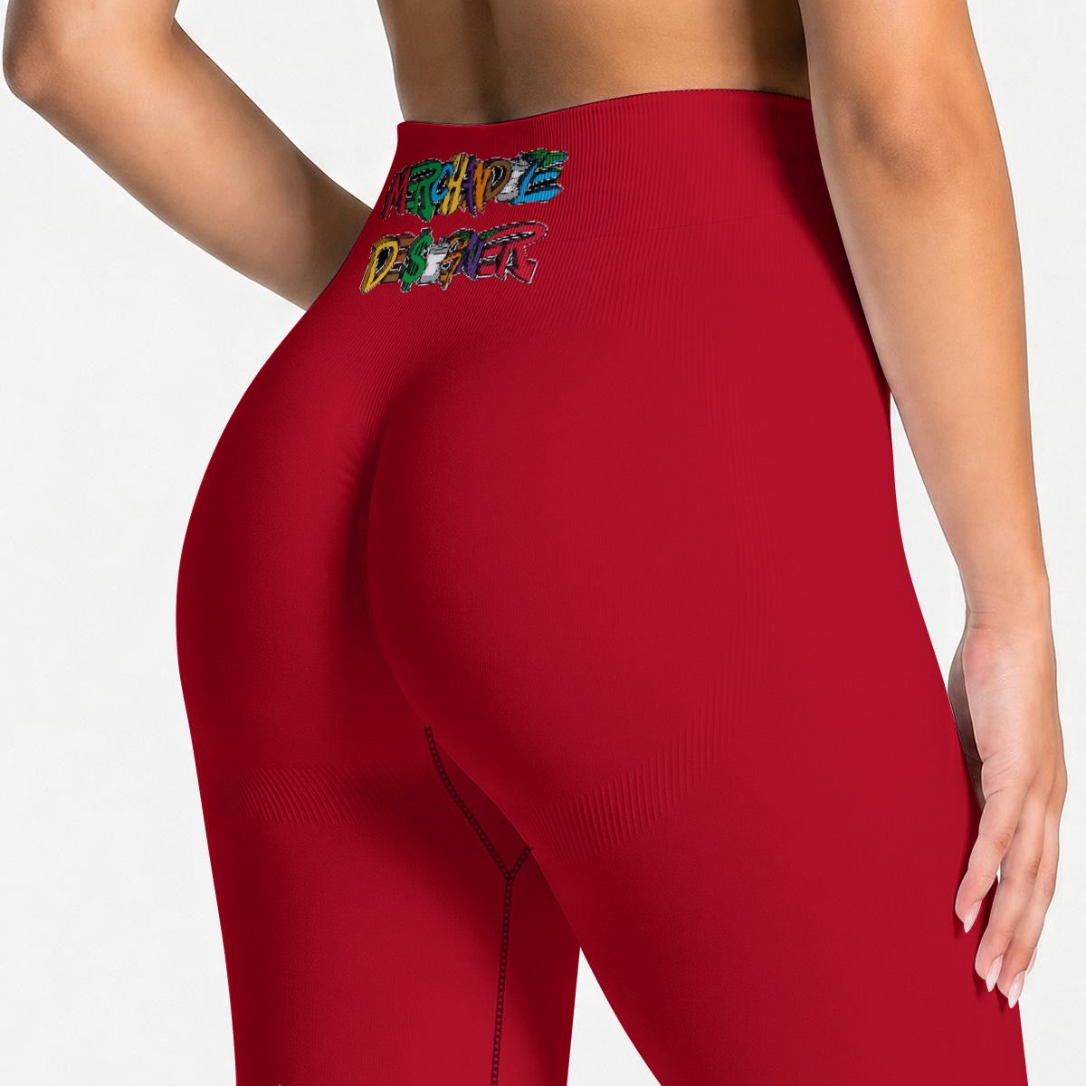 Red High Waisted Butt-Lifting Leggings