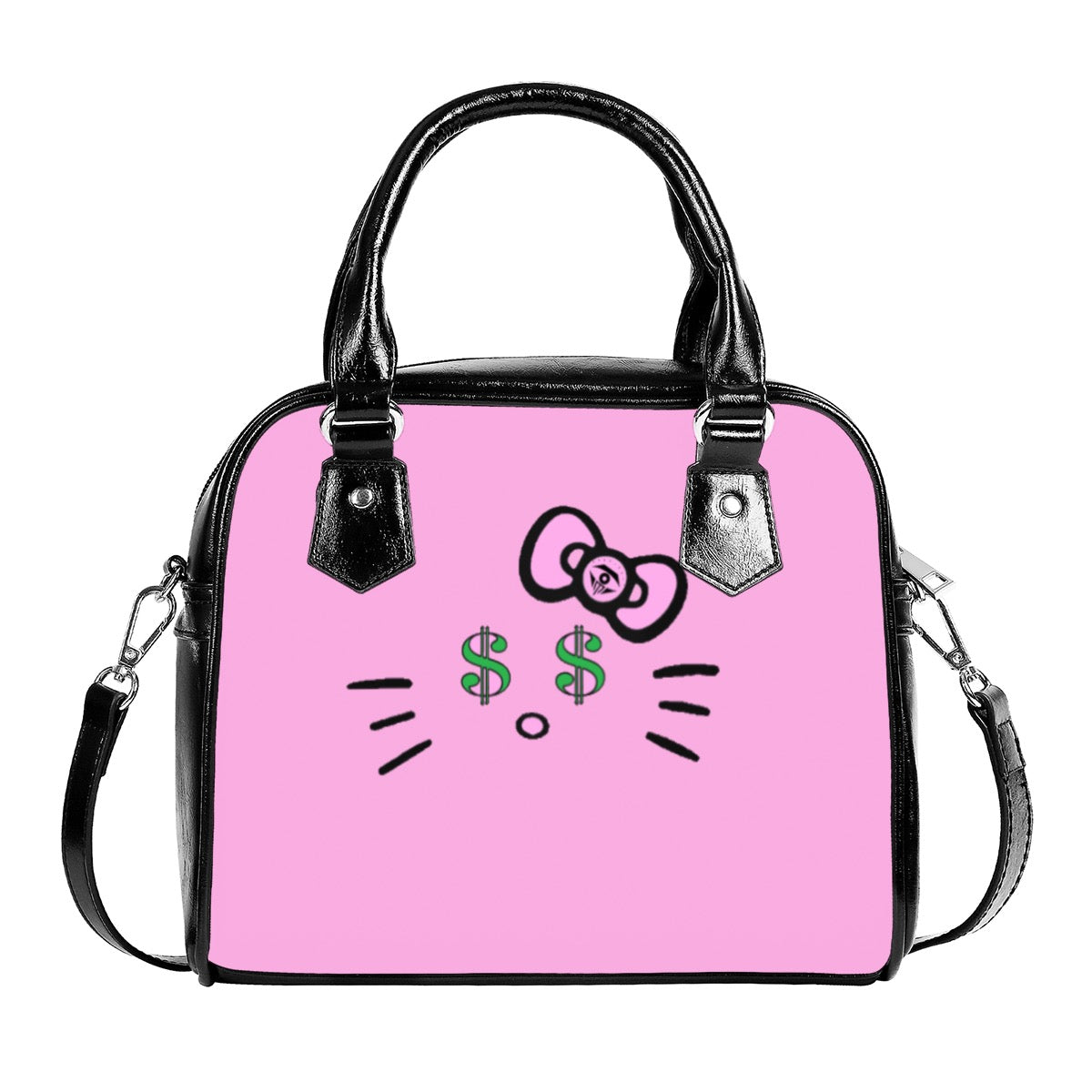 Pink Cash Kitty Designer Handbag With Single Shoulder Strap