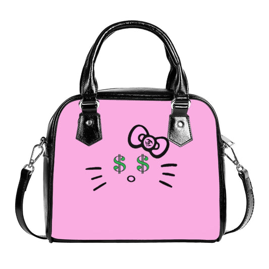 Pink Cash Kitty Designer Handbag With Single Shoulder Strap