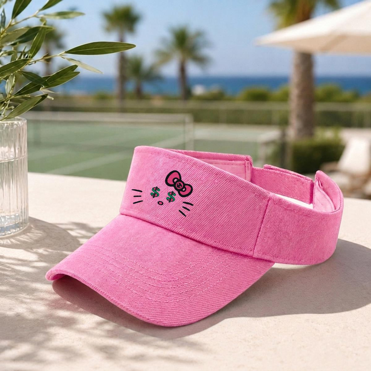 Embroidery Cash Kitty Designer-Top Visor