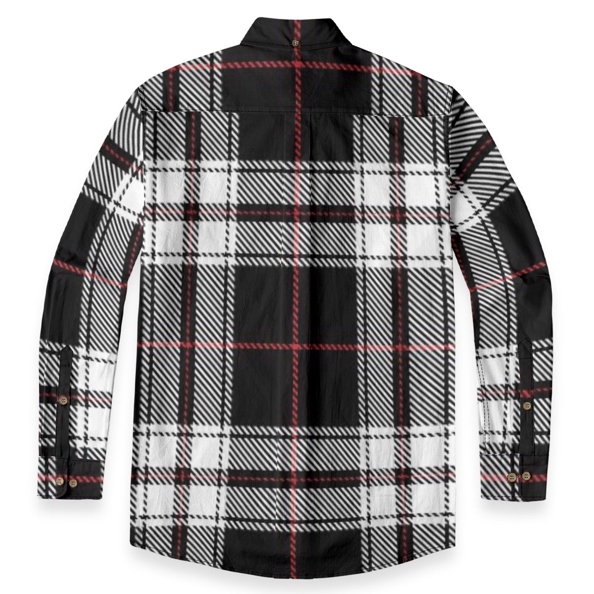 Black Red White Plaid Designer Long Sleeve Shirt