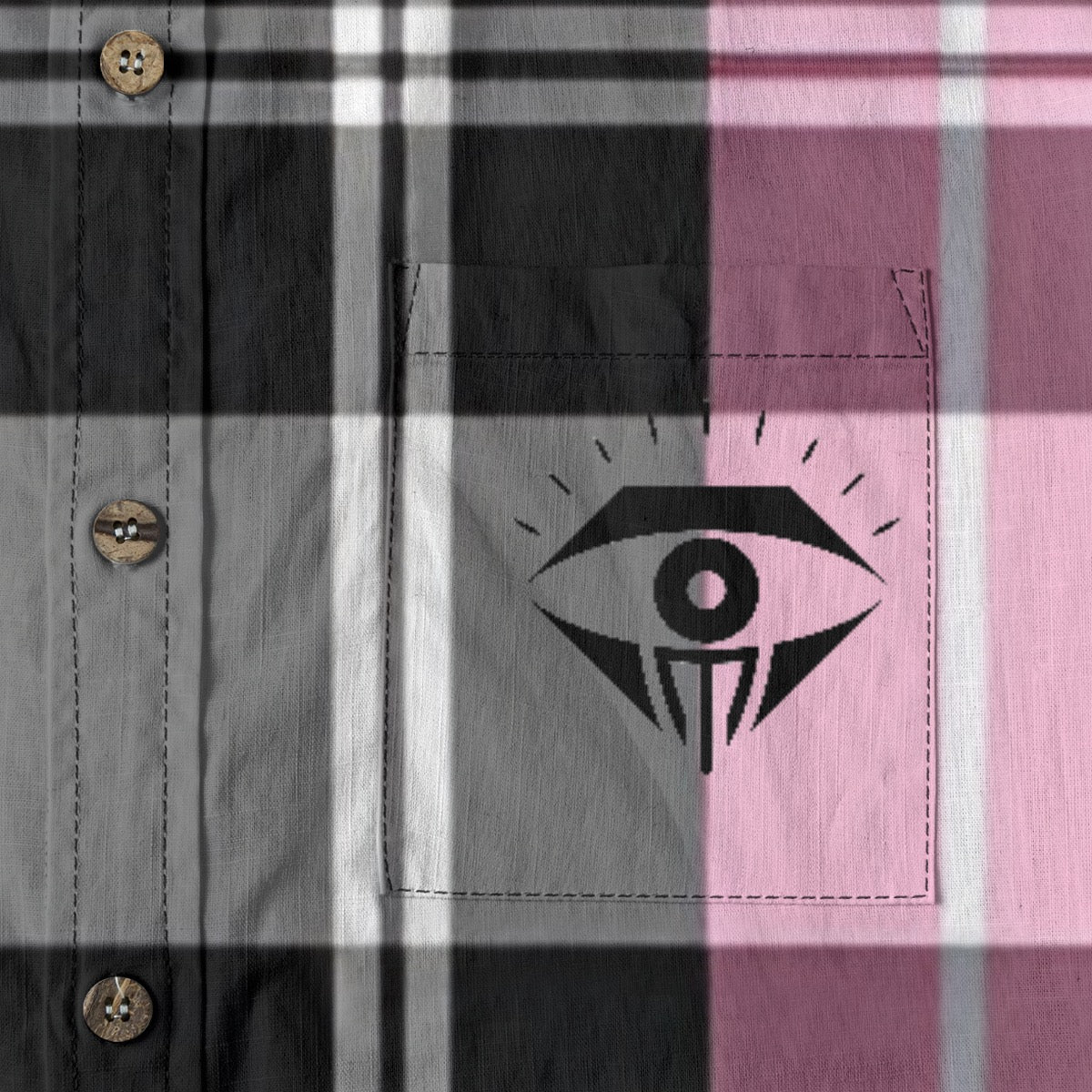 Pink Black Plaid Designer Sleeve Shirt