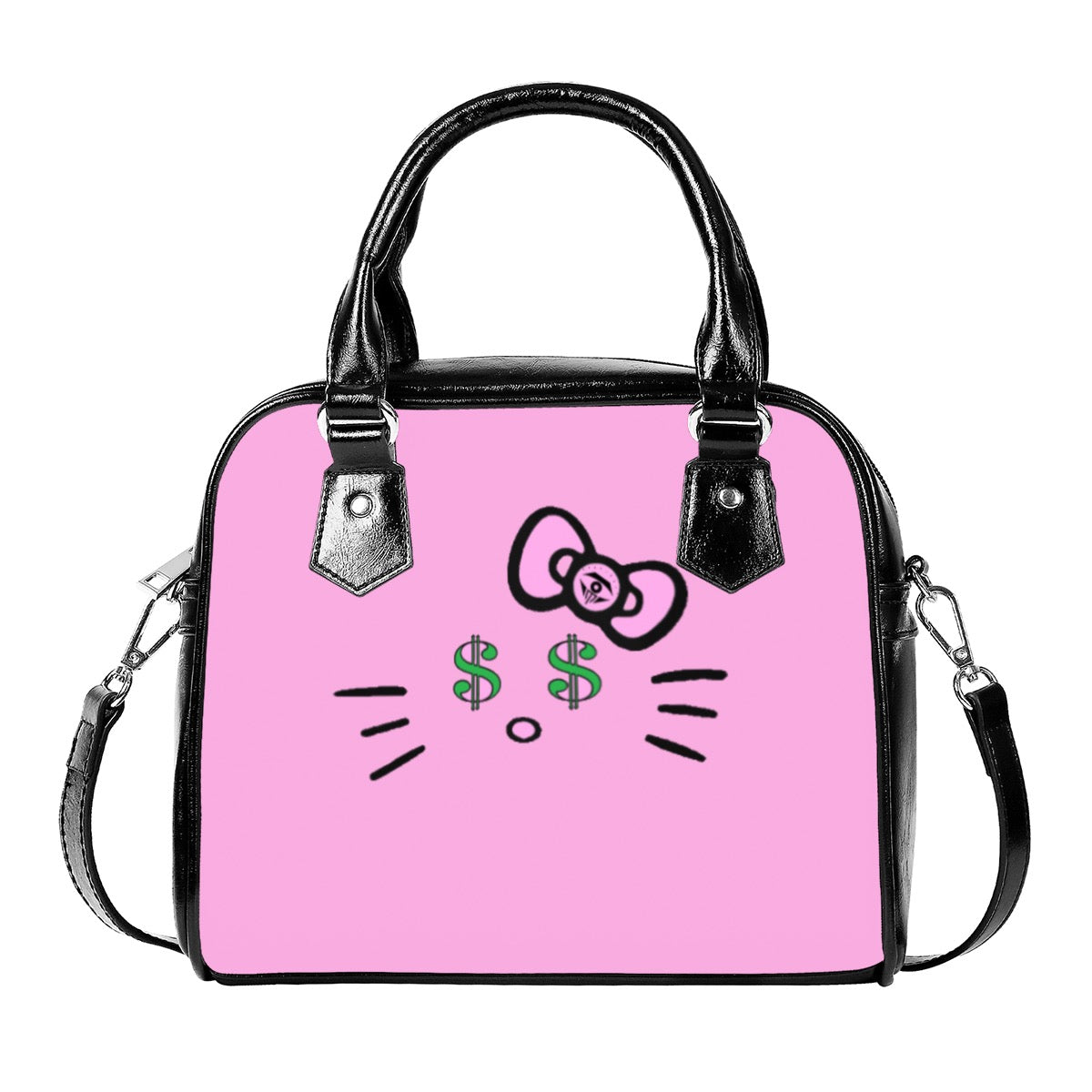 Pink Cash Kitty Designer Handbag With Single Shoulder Strap