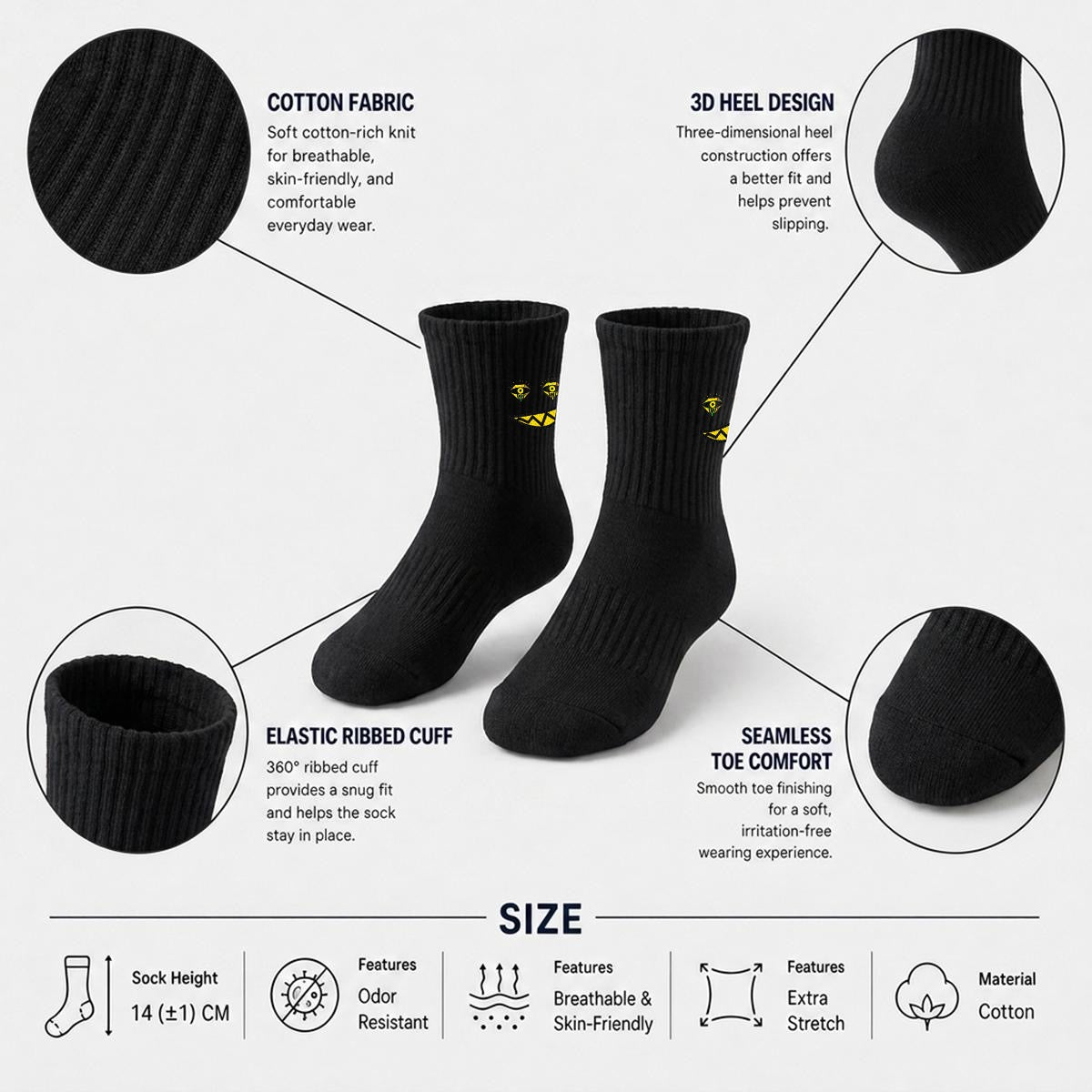 Embroidery Designer Merch Mid-Calf Socks|Cotton