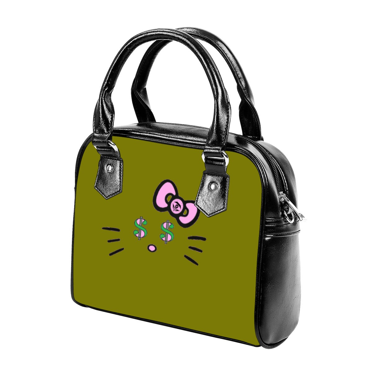 Olive Cash Kitty Designer Handbag With Single Shoulder Strap