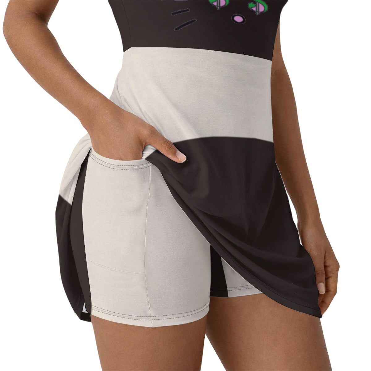 Mocha Luxe Cash Kitty Women’s Athletic Dress With Built‑In Shorts