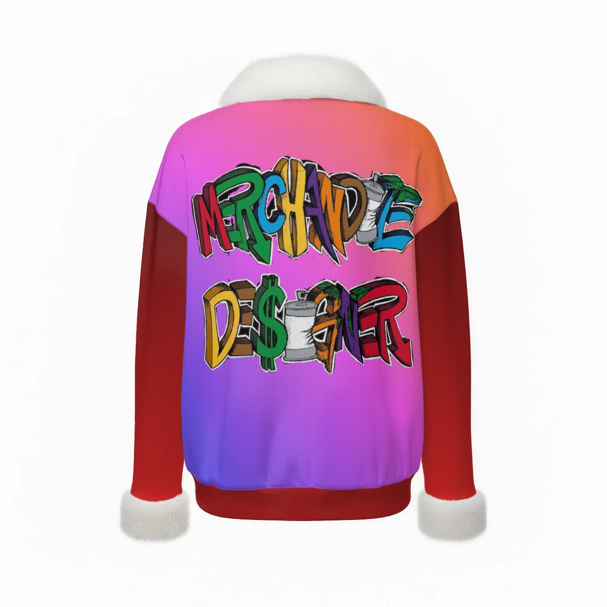 Cherry Flame Women's Labubu Minions Sweater Top with Fur Trim